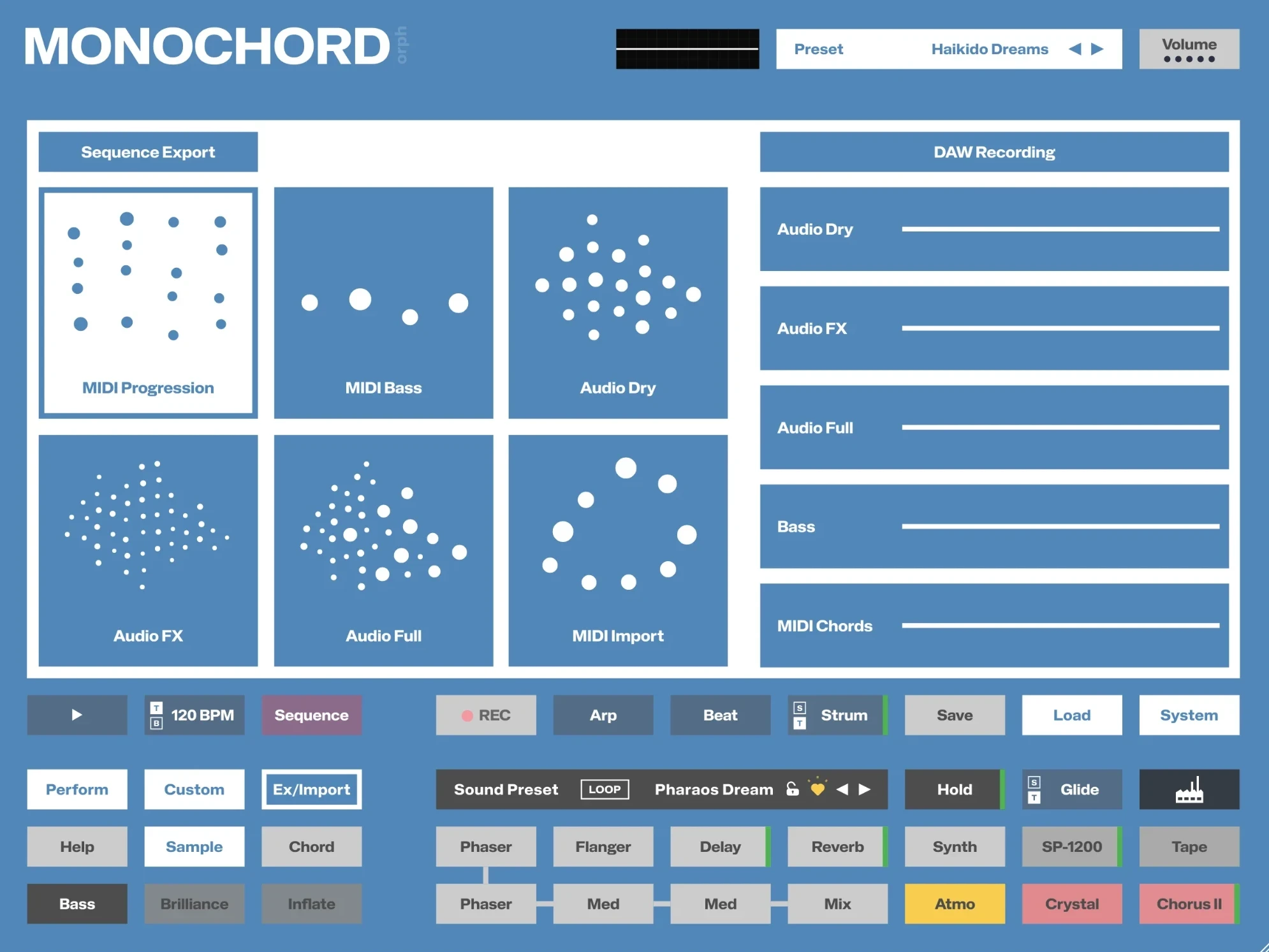 MONOCHORD - Export & Recording
